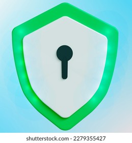 3d security safe icon. 3D shield protection.3D password secure for online payment