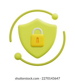 3d security shield icon vector. Isolated on white background. 3d cyber security, data protection and internet security concept. Cartoon minimal style. 3d icon vector render illustration.