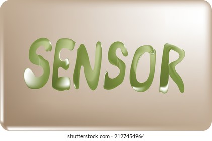 3d sensor button icon illustration in brown background and green letter