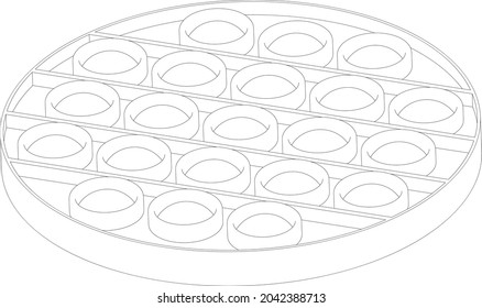 3D sensory toy. In the shape of a circle.