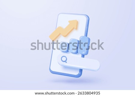 3D seo optimization icon for marketing social media. Interface for research planning web analytics strategy. 3d seo strategy buttons icon vector render illustration