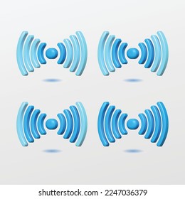 3d conjunto de iconos inalámbricos y wifi de color azul para sitio web, etiqueta, banner, pegatina, plantilla y logotipo. Diseño de ilustración vectorial de estilo 3d.