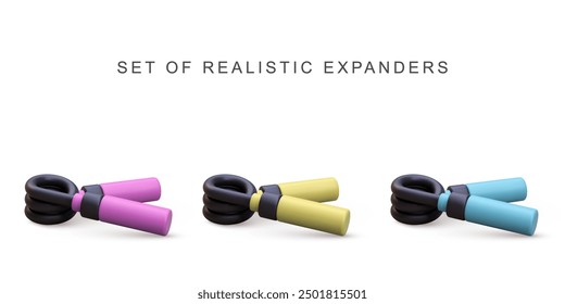 3d set Carpal expanders on white background. Vector illustration.