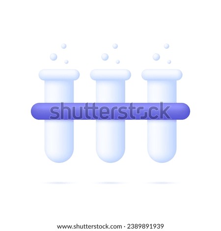 3D Set of Chemistry flasks. Scientific technology. Laboratory, biotechnology, chemistry, science concept. Trendy and modern vector in 3d style.