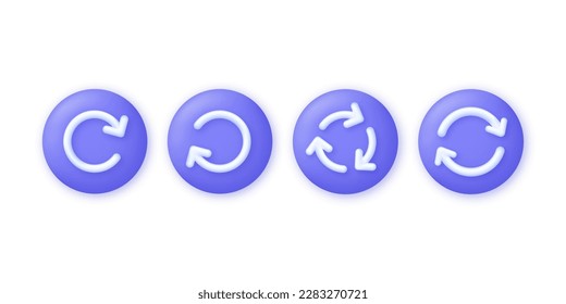 3D Set of circle arrows isolated on white background. Arrow recycle and rotation icon. Can be used for many purposes. Trendy and modern vector in 3d style.