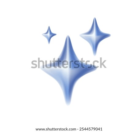 3D set of clean shining icons, clean sparklings or stars. Sparkle illustration. Flash light on dark background. Twinkle star shapes vector design realistic