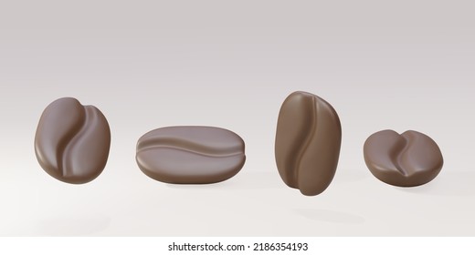 3d set coffee beans. Vector illustration. 