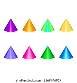 3d set with colored shapes cones. Vector illustration. stock image.