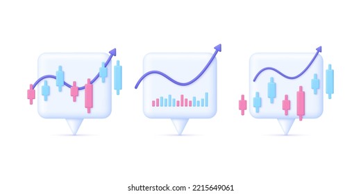3D Set of Cryptocurrency illustration. Speech Bubble icon. Market analytics and trading concept. Trading strategy. Global stock exchanges index. Cryptocurrency transaction. Online banking.