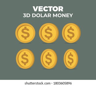 3D SET DOLAR MONEY VECTOR