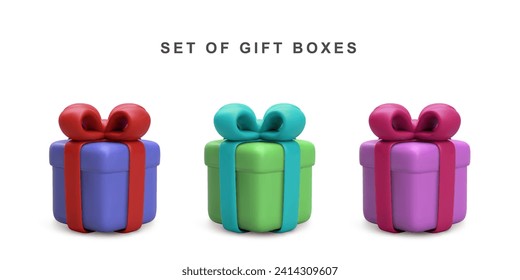 3d Set of gift box isolated on white background. Vector illustration.