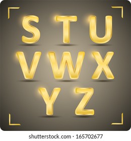 3d  Set Of Gold Vector Alphabet. Eps 10. 