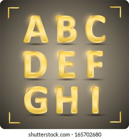 3d  Set Of Gold Vector Alphabet. Eps 10. 