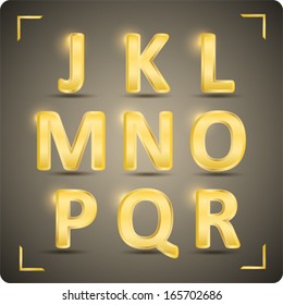 3d  Set Of Gold Vector Alphabet. Eps 10. 