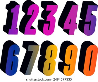 3d set gradient number, Vector set of number