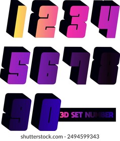 3d set gradient number, Vector set of number