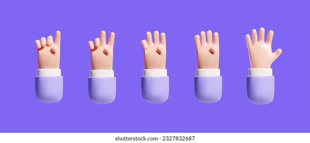 3d set of hands pointing fingers gestures.