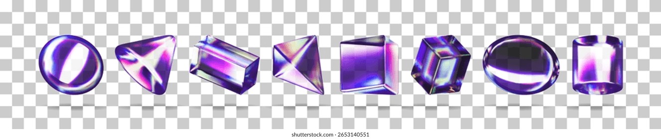 Conjunto de figuras Abstractas de geometría de vidrio 3D. Ilustración vectorial para el diseño moderno. Elemento de forma para Web y Anuncio.