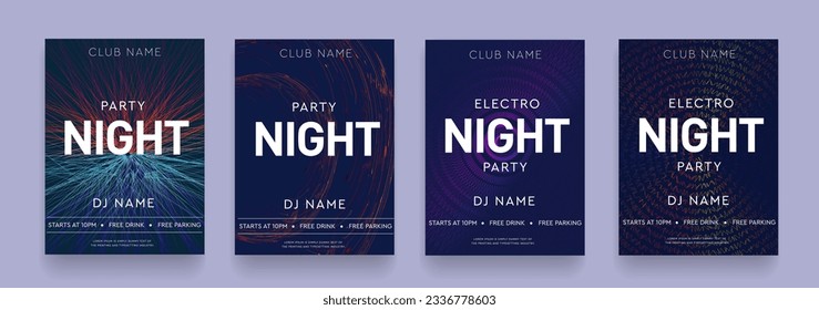 3d Set Hot Night Dance Party. Background Strips Graphic Elements for Dance Party, Disco, Club Invitation, Festival Poster, Flyer. Music Festival Vector Illustration.