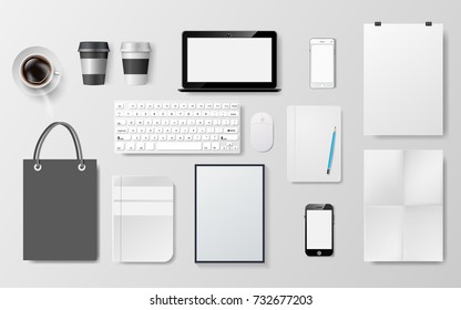 3d Set of identity for branding on white background. Vector illustration
