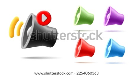 3d set of multi-colored sound speakers. Vector illustration on a white background.