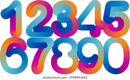 3d set  numbers, 3d abstract set number, gradient number