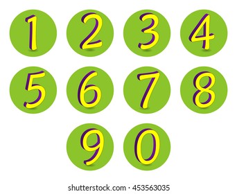 3D set of numbers from zero to nine. Vector illustration. 