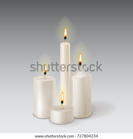 3d set realistic paraffin candles isolated on transparent background. Vector illustration Stock photo © 