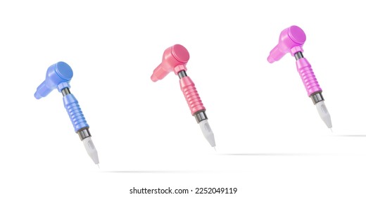 3d set Realistic tattoo machine on white background. Vector illustration.