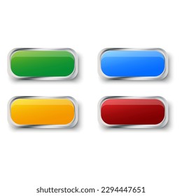 3d set with rectangular colored buttons. Vector illustration.