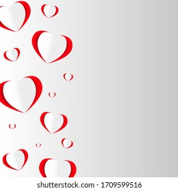 3D set of red hearts on gradient white-gray background illustration vector.