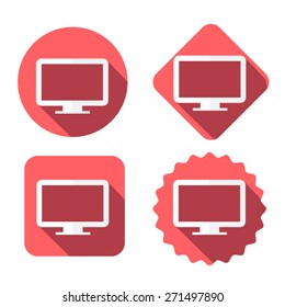 3d set red tv icon Vector illustration EPS10