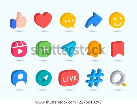 3d set of social media icon elements design