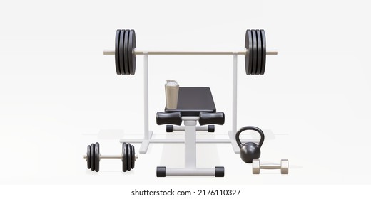 A 3d set of sports equipment for online training. Vector illustration.