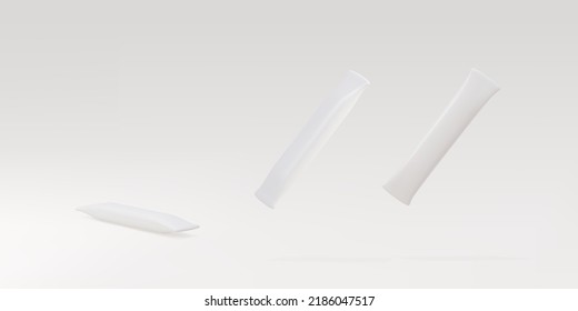 3d set sugar sticks on a grey background. Vector illustration. 