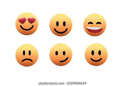 3d set of vector funny,happy unhappy,laughing emojis,cute icons for design , collection with Realistic smile for advertising
