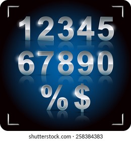 3d set of vector numbers, from 1 to 0. Eps 10.