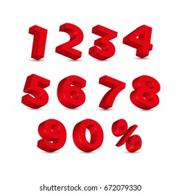 3D Set of vector numbers. 1 to 0