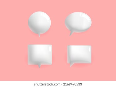 3d set white speech bubble chat communication. Cute style vector illustrations for web, icon, and element design.