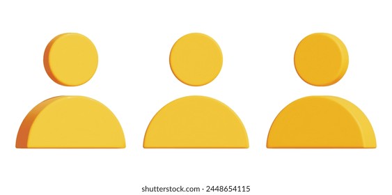 Icono de perfil amarillo 3d set. Símbolo de perfil de usuario. Ilustración vectorial de stock sobre fondo aislado