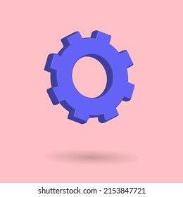 3D setting gear icon icon button vector with blue and pink background, best for property design images, popular vector illustration