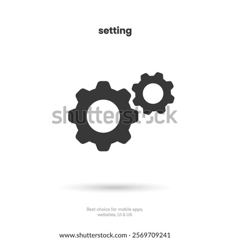 3d setting icon vector. Tools, cog, gear sign isolated on white background. Help options account concept. Trendy Flat style for graphic design. Icons for adjustment, gauge, tune, test.