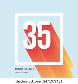 3d shadow digit, number or digit 35, Isometric font display typeface. Typography minimal design. vector illustration eps.