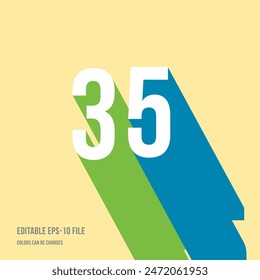 3d shadow digit, number or digit 35, 35th anniversary, Isometric font display typeface. Typography minimal design. vector illustration eps.