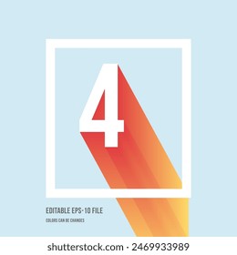  3d shadow digit, number or digit 4, Isometric font display typeface. Typography minimal design. vector illustration eps.