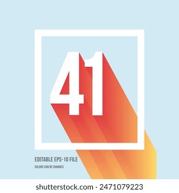 3d shadow digit, number or digit 41, Isometric font display typeface. Typography minimal design. vector illustration eps.