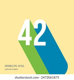 3d shadow digit, number or digit 42, 42nd anniversary, Isometric font display typeface. Typography minimal design. vector illustration eps.