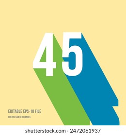 3d shadow digit, number or digit 45, 45th anniversary, Isometric font display typeface. Typography minimal design. vector illustration eps.