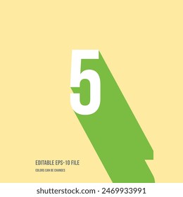  Dígito de sombra 3d, número o dígito 5, fuente isométrica tipo de letra. Tipografía diseño minimalista. Ilustración vectorial eps.