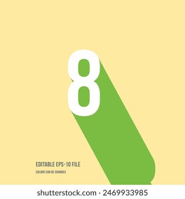  3d shadow digit, number or digit 8, Isometric font display typeface. Typography minimal design. vector illustration eps.